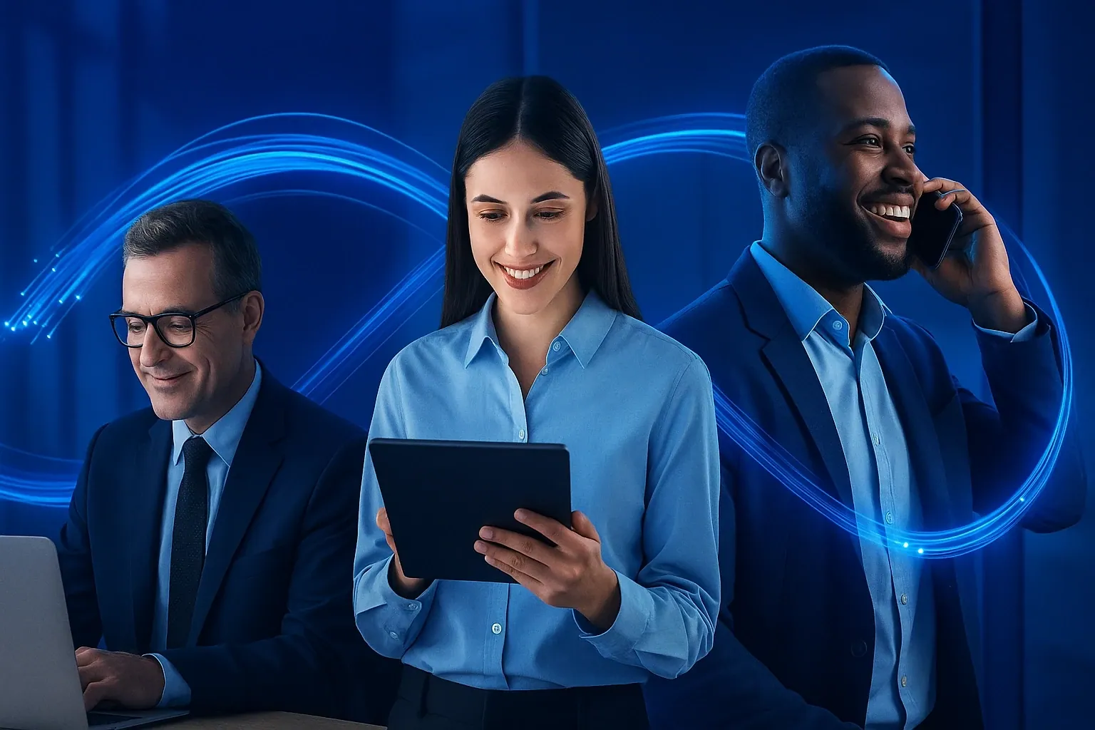Ejecutivos de una empresa conectados con Internet Dedicado de TotalNet