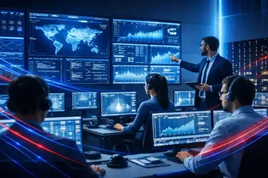 Centro de operaciones de red (NOC) de TotalNet monitoreando enlaces